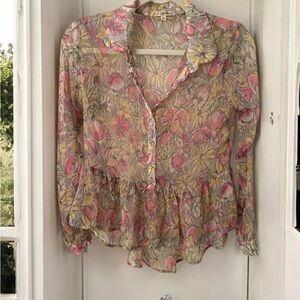 Floral Mesh Peplum Blouse